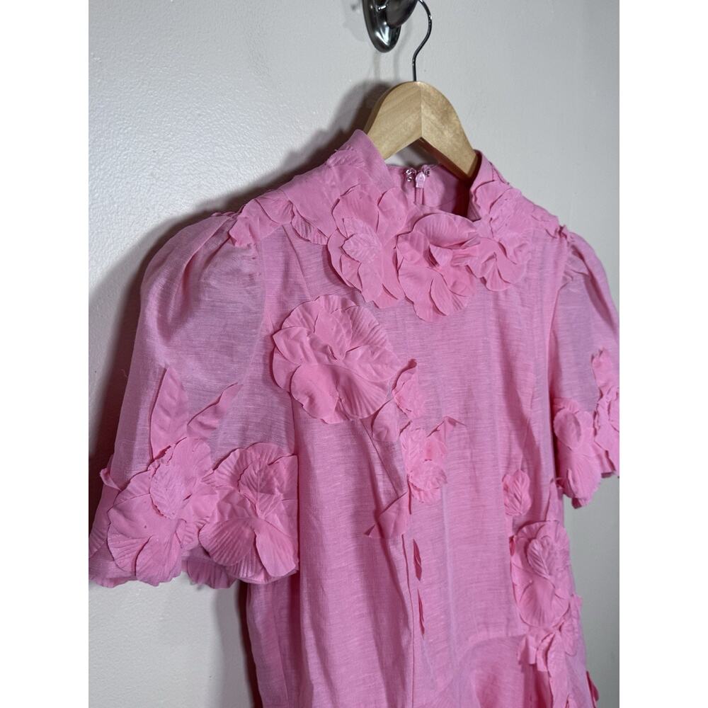 NWT Antonio Melani Dress 6 Pink Fit & Flare Formal Party Linen MSRP $299 Floral - Picture 2 of 9